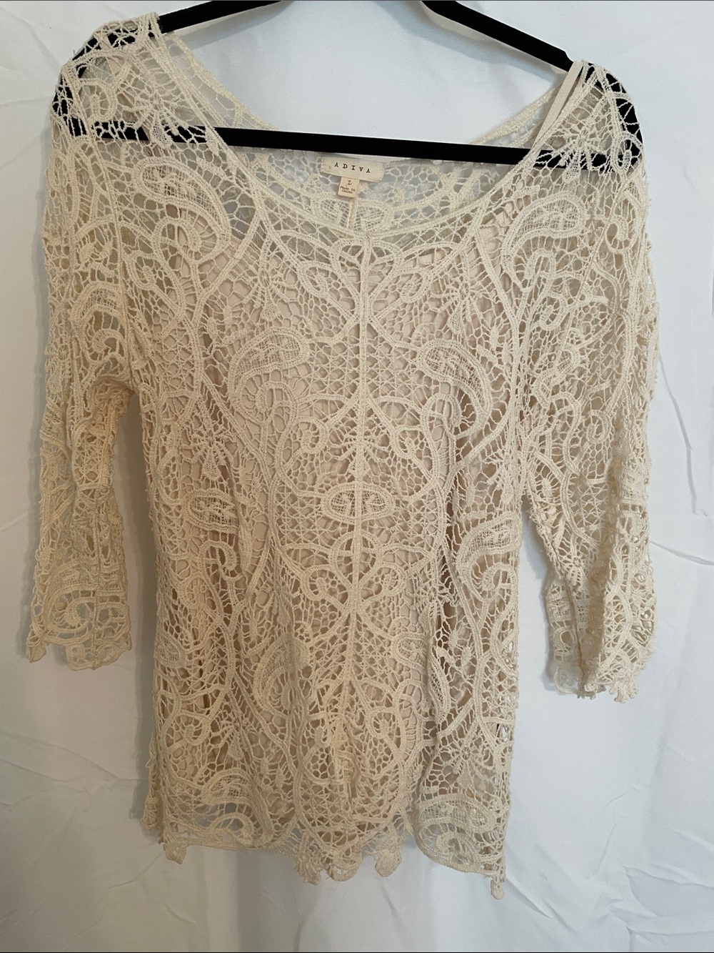 Adiva Cream Crochet Lace Blouse